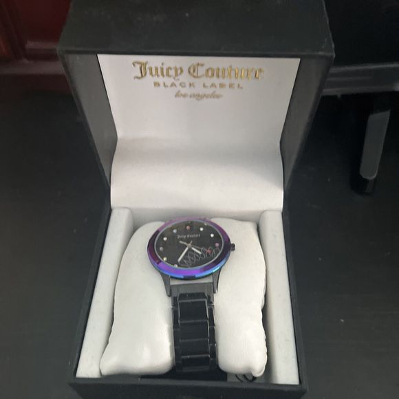 Juicy Couture Black Label Circle Dial Rainbow Watch w/ Black Metallic Band - Picture 1 of 5